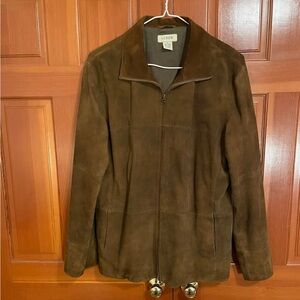 J Crew Men’s Suede leather jacket. Brown size XL.